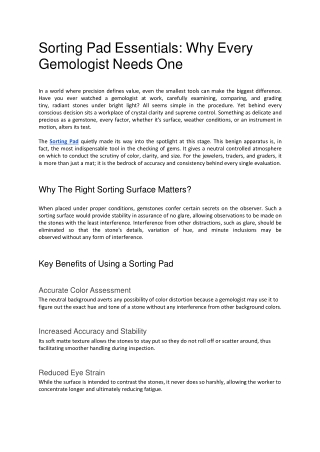 Sorting Pad Essentials_ Why Every Gemologist Needs One