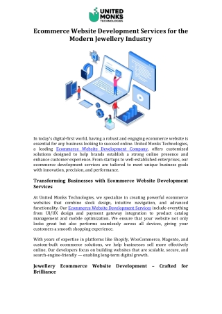 Ecommerce Website Development Services for the Modern Jewellery Industry