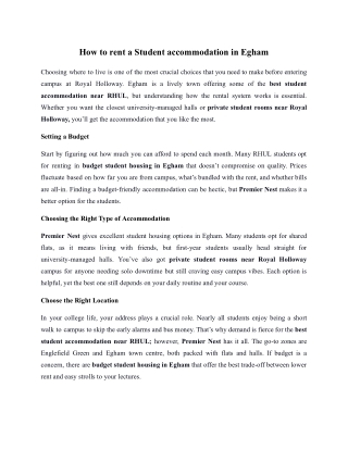 How to rent a Student accommodation in Egham