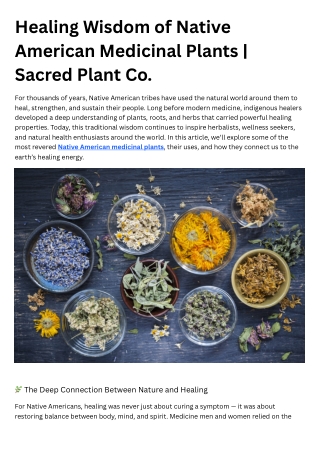 Healing Wisdom of Native American Medicinal Plants - Sacred Plant Co.