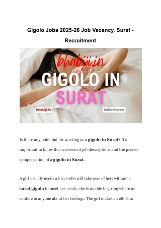 Gigolo Jobs 2025-26 Job Vacancy, Surat - Recruitment