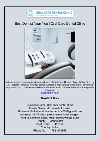Best Dentist Near You | Oral Care Dental Clinic