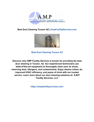 Best Duct Cleaning Tucson AZ | AmpFacilityServices.com