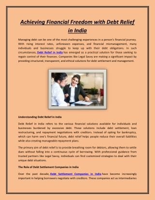 Achieving Financial Freedom with Debt Relief in India