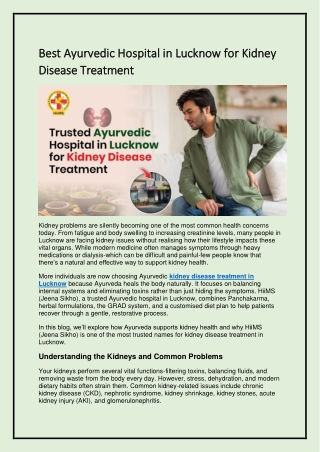 Best Ayurvedic Kidney Disease Treatment in Lucknow