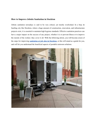 How to Improve Jobsite Sanitation in Stockton (1)