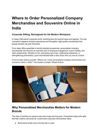 Where to Order Personalized Company Merchandise and Souvenirs Online in India?
