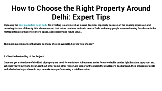 How to Choose the Right Property Around Delhi_ Expert Tips 