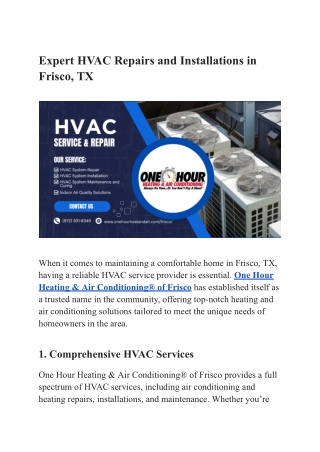 Frisco’s Go-To Team for Heating & Air Conditioning