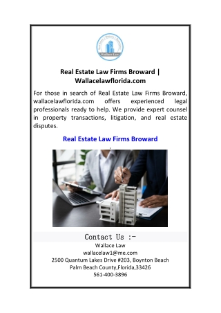 Real Estate Law Firms Broward  Wallacelawflorida.com