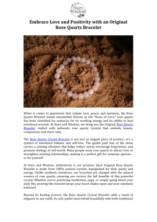 Embrace Love and Positivity with an Original Rose Quartz Bracelet