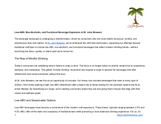 Low-ABV, Non-Alcoholic, and Functional Beverage Expansion at St. John Brewers
