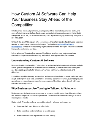 How Custom AI Software Can Help Your Business Stay Ahead of the Competition