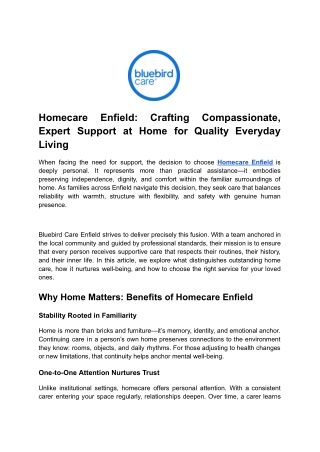 Homecare Enfield_ Crafting Compassionate, Expert Support at Home for Quality Everyday Living
