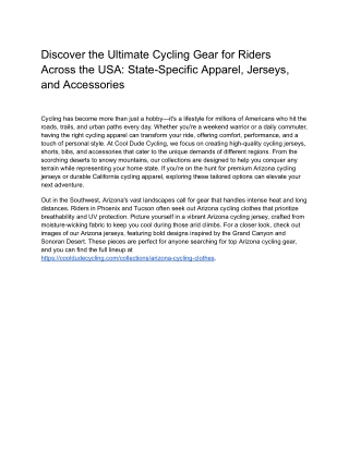 Discover the Ultimate Cycling Gear for Riders Across the USA