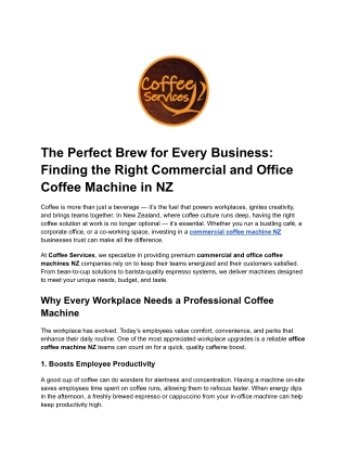 Best Office Coffee Machine NZ | Coffee Services