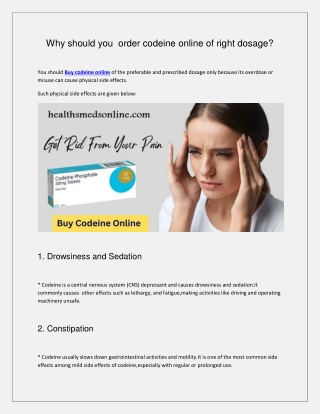 Why should you  order codeine online of right dosage