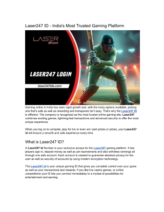Laser247 ID - India's Most Trusted Gaming Platform