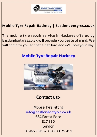 Mobile Tyre Repair Hackney Eastlondontyres.co.uk