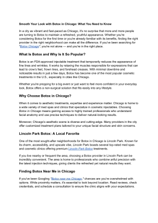 Smooth Your Look with Botox in Chicago_ What You Need to Know