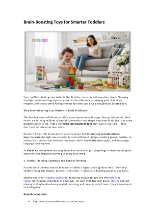 Brain-Boosting Toys for Smarter Toddlers