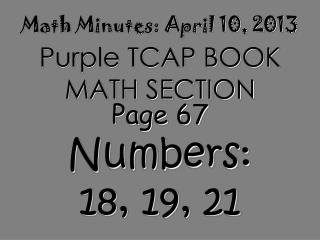 Math Minutes: April 10, 2013