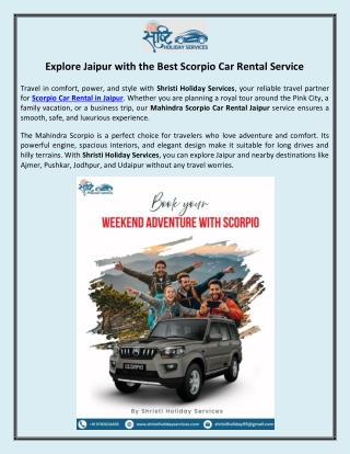 Explore Jaipur with the Best Scorpio Car Rental Service