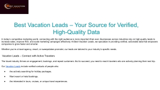Best Vacation Leads – Verified Leads to Grow Your Business