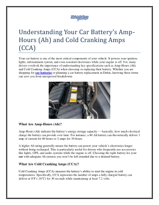 Understanding Your Car Battery Amp-Hours (Ah) and Cold Cranking Amps (CCA)