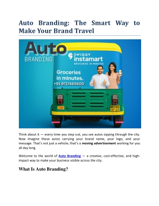 Auto Branding: The Smart Way to Make Your Brand Travel