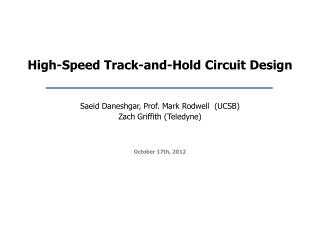 High-Speed Track-and-Hold Circuit Design
