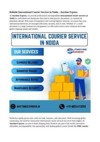 International Courier Noida – Anytime Express
