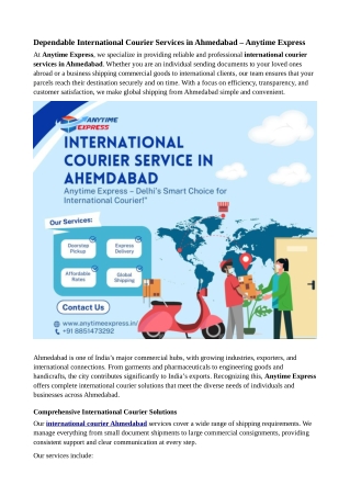 International courier Ahmedabad