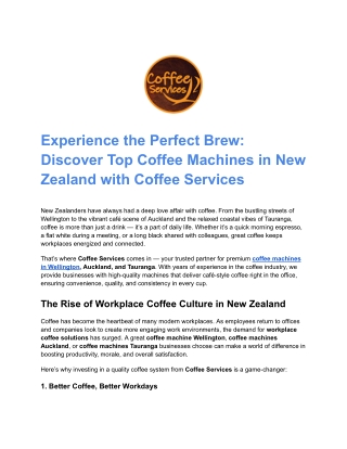 Coffee Machines Auckland | Coffee Services