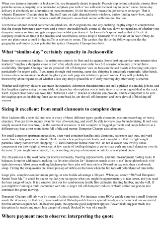 Rent a Dumpster Near Me: Jacksonville’s Dumpster Champs Offers Same-Day Service