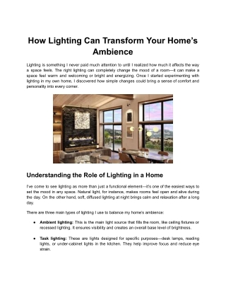 How Lighting Can Transform Your Home’s Ambience