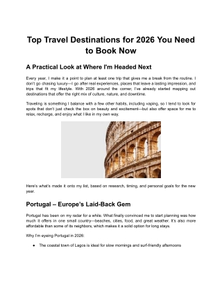 Top Travel Destinations for 2026 You Need to Book Now