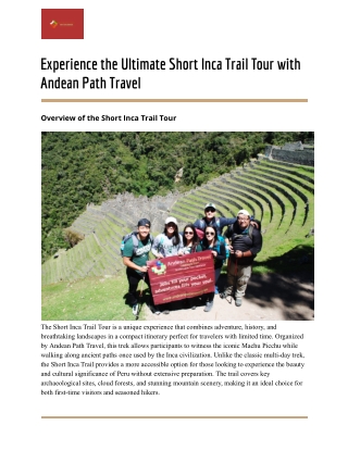 Experience the Ultimate Short Inca Trail Tour with Andean Path Travel