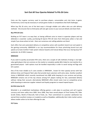 Fut 26 Coins – Just Don’t Miss Golden Opportunity