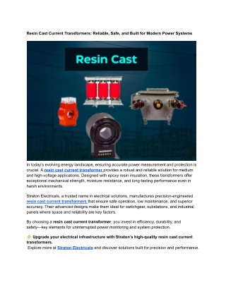 Resin Cast Current Transformers_ Reliable, Safe, and Built for Modern Power Systems