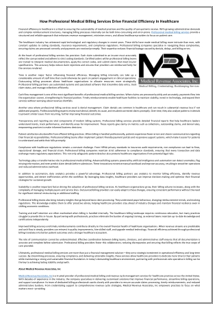 How Professional Medical Billing Services Drive Financial Efficiency In Healthcare