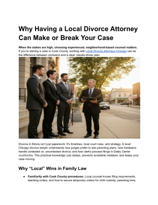 Why Having a Local Divorce Attorney Can Make or Break Your Case
