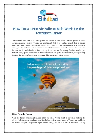 How Does a Hot Air Balloon Ride Work for the Tourists in Luxor