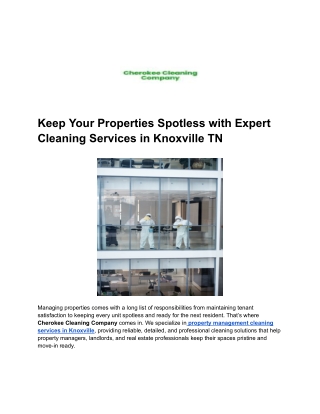 Keep Your Properties Spotless with Expert Cleaning Services in Knoxville TN