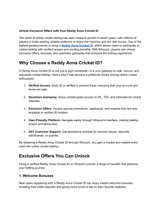 Unlock Exclusive Offers with Your Reddy Anna Cricket ID