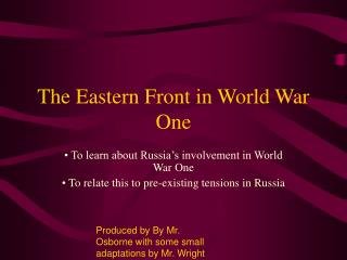 The Eastern Front in World War One