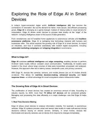 Exploring the Role of Edge AI in Smart Devices