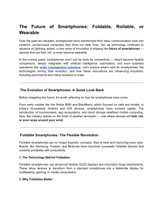 The Future of Smartphones: Foldable, Rollable, or Wearable