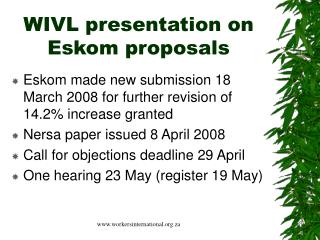 WIVL presentation on Eskom proposals