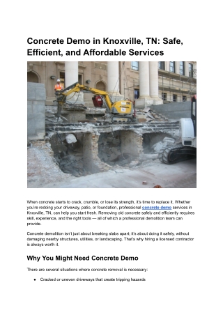 Concrete Demo in Knoxville, TN_ Safe, Efficient, and Affordable Services
